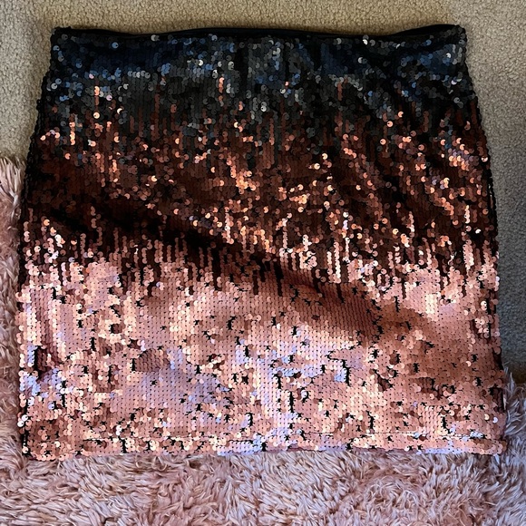 Rose gold black ombré sequin holiday party skirt size L - Picture 2 of 6